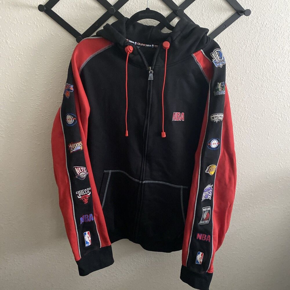 NBA OUNK Hoodie Zip Sweatshirt Team Logos RARE  Vintage Size Men’s 3XL *fits 2XL